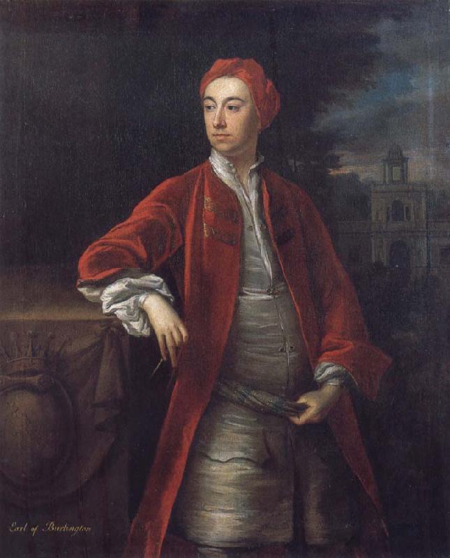Jonathan Richardson Richard Boyle 3rd Earl of Burlington,with the Bagnio at Chiswick House,Middlesex